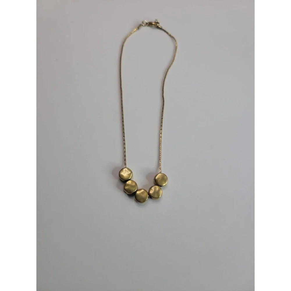 Gold Tone Hammered‎ Disc Necklace Modern Minimalist Geometric Statement Jewelry